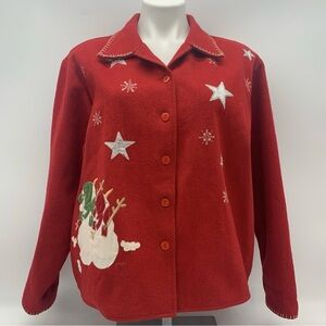 Vintage Take Two Red Holiday Sweater with Snowman and Stars size M